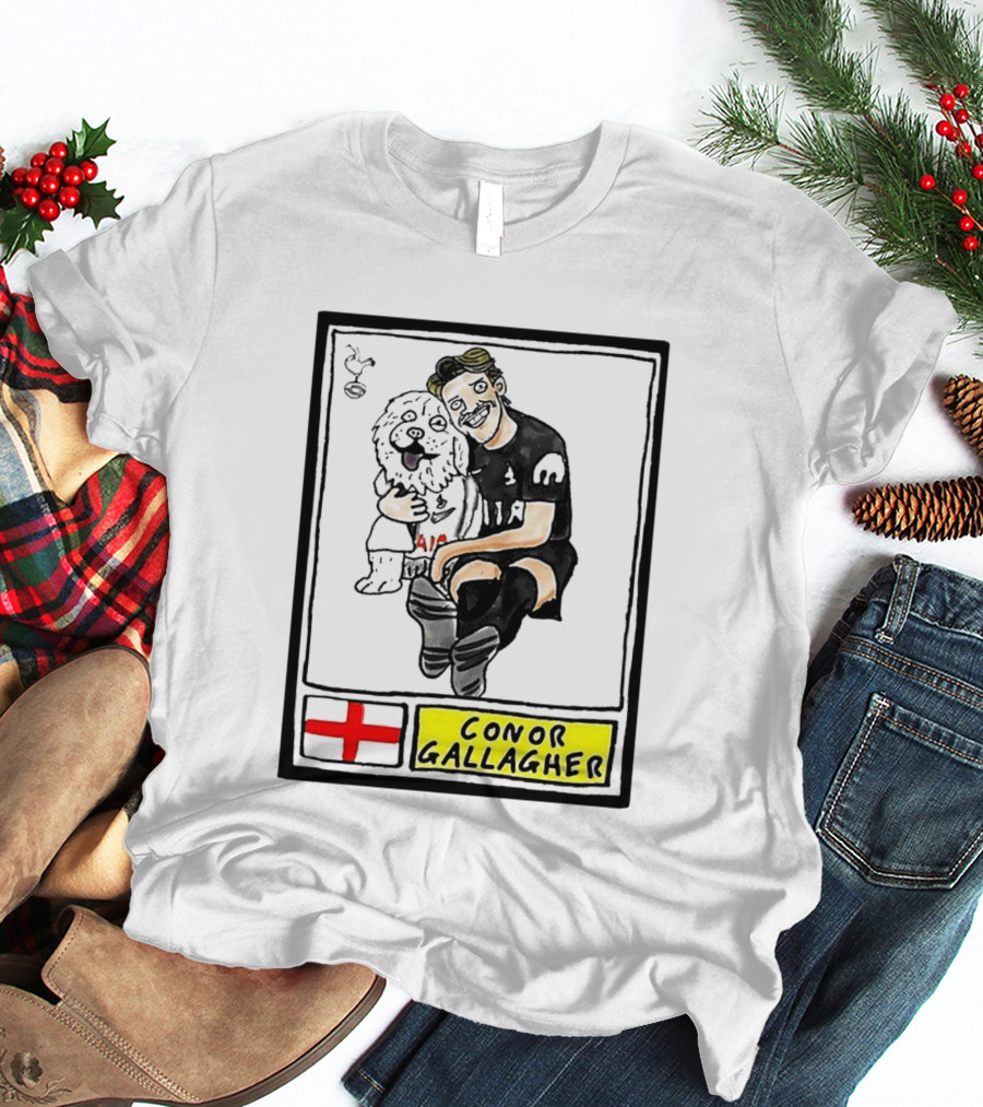 Conor Gallagher Hugging Dog With England Cross And Spurs T-Shirt