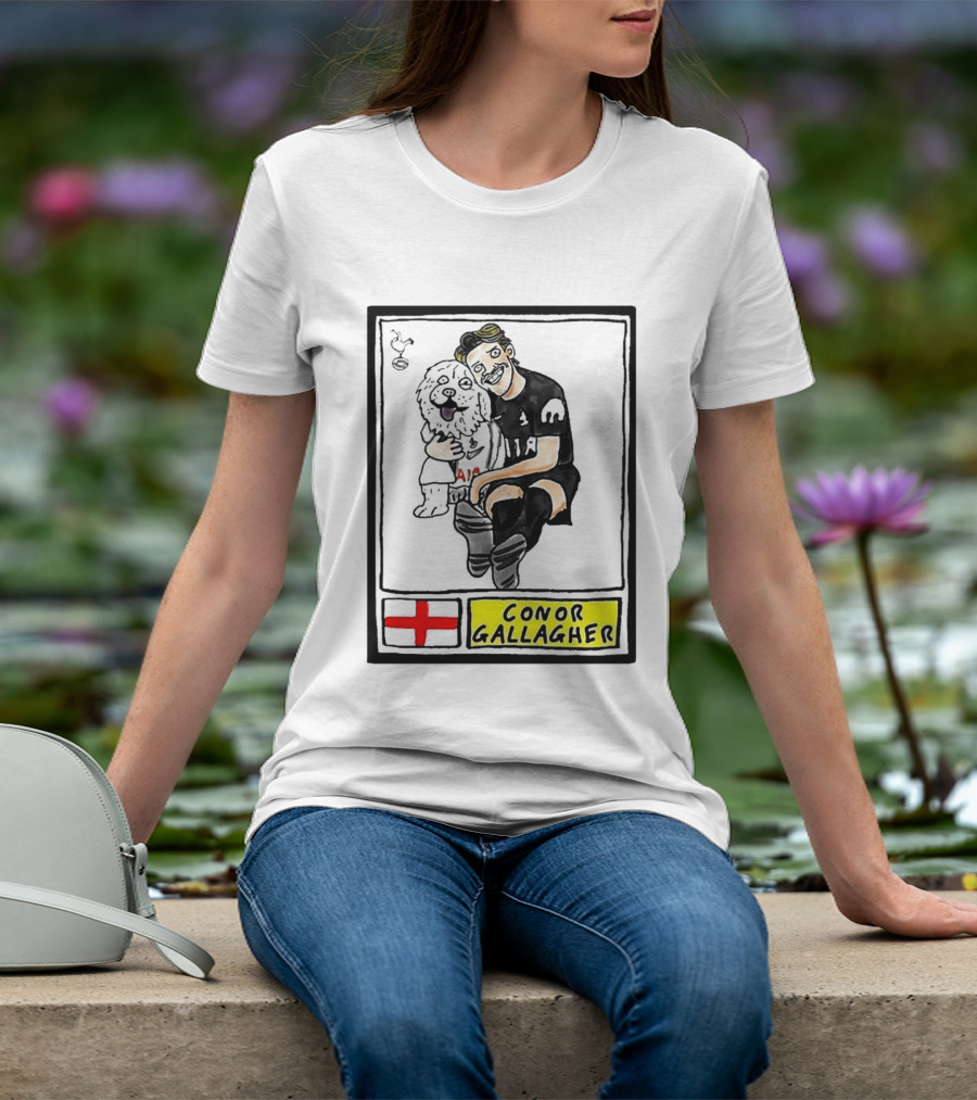 Conor Gallagher Hugging Dog With England Cross And Spurs T-Shirt