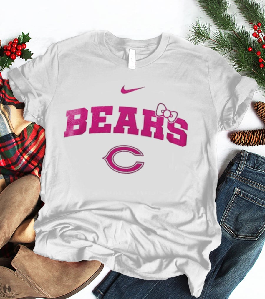 Nike Hello Kitty Bears Pink Bow Chicago Bears Collaboration T-Shirt