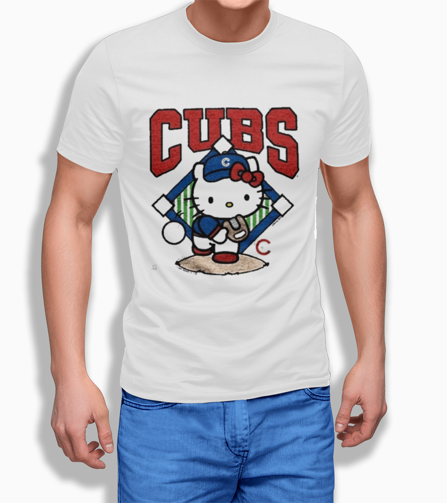 Hello Kitty Cubs Baseball Collaboration With Chicago Cubs Pitcher T-Shirt