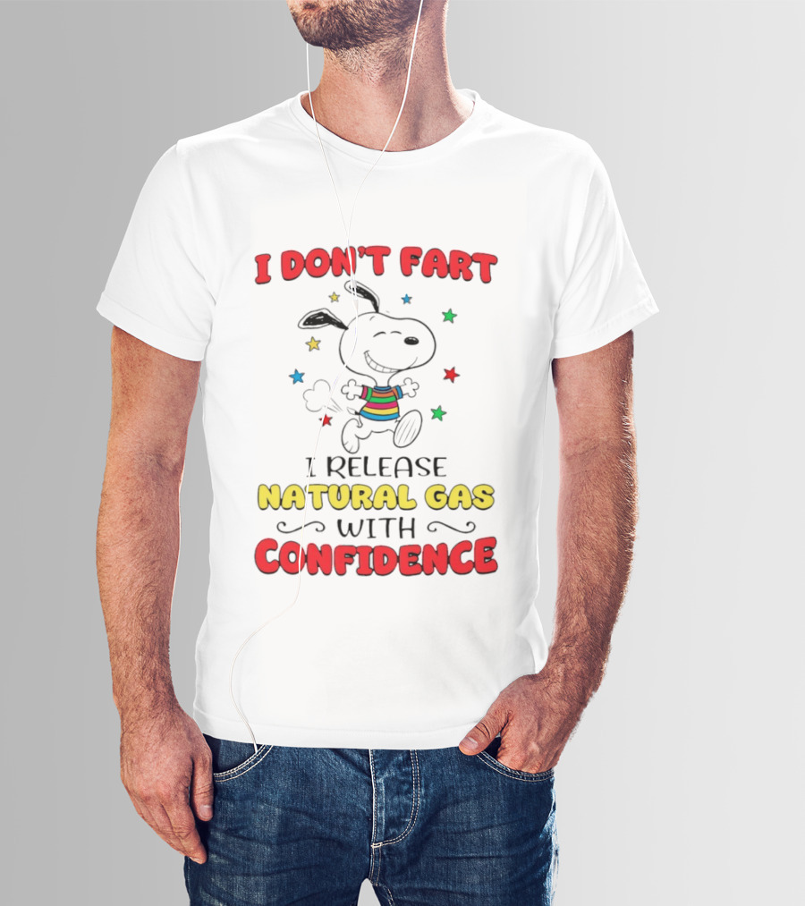 Playful Dog Cartoon I Don't Fart I Release Natural Gas With Confidence T-Shirt