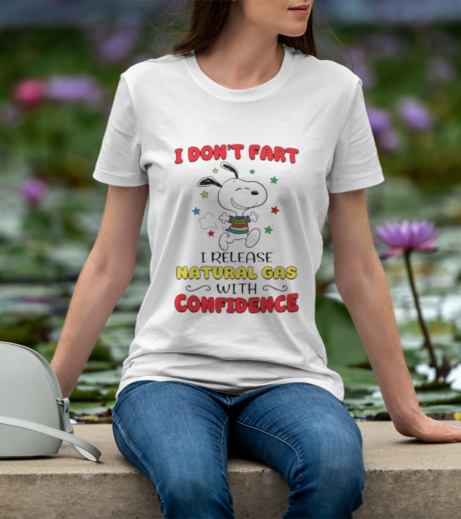 Playful Dog Cartoon I Don't Fart I Release Natural Gas With Confidence T-Shirt