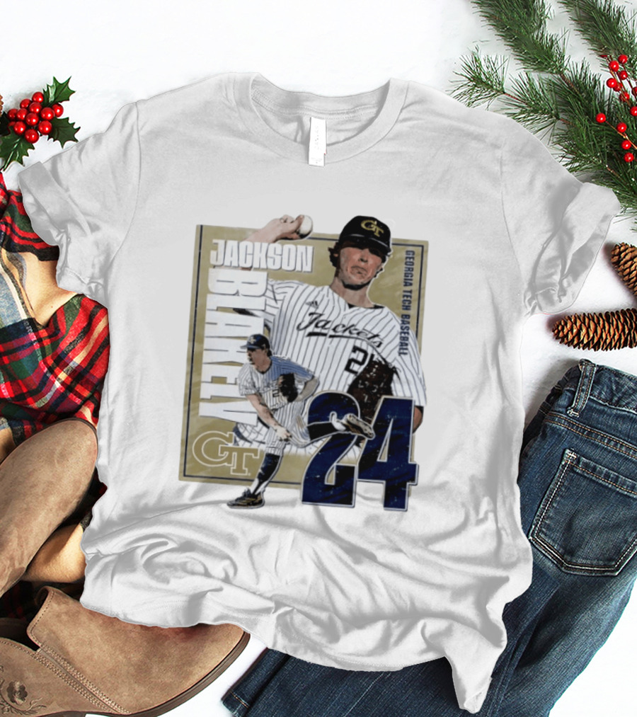 Jackson Blakely Georgia Tech Baseball GT 24 Player Student Athlete T-Shirt