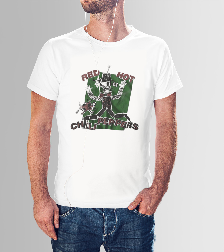 Red Hot Chili Peppers Puppet Skeleton Art With Bowtie And Top Hat T-Shirt