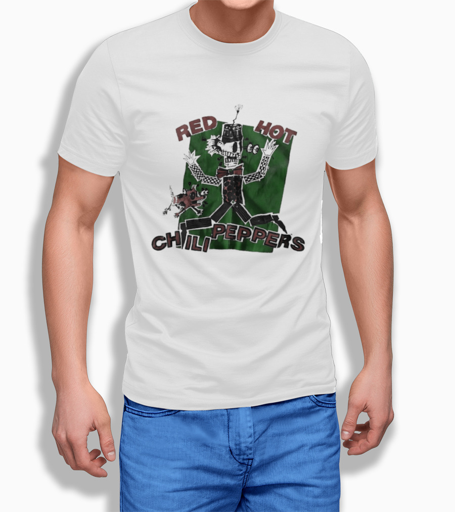 Red Hot Chili Peppers Puppet Skeleton Art With Bowtie And Top Hat T-Shirt