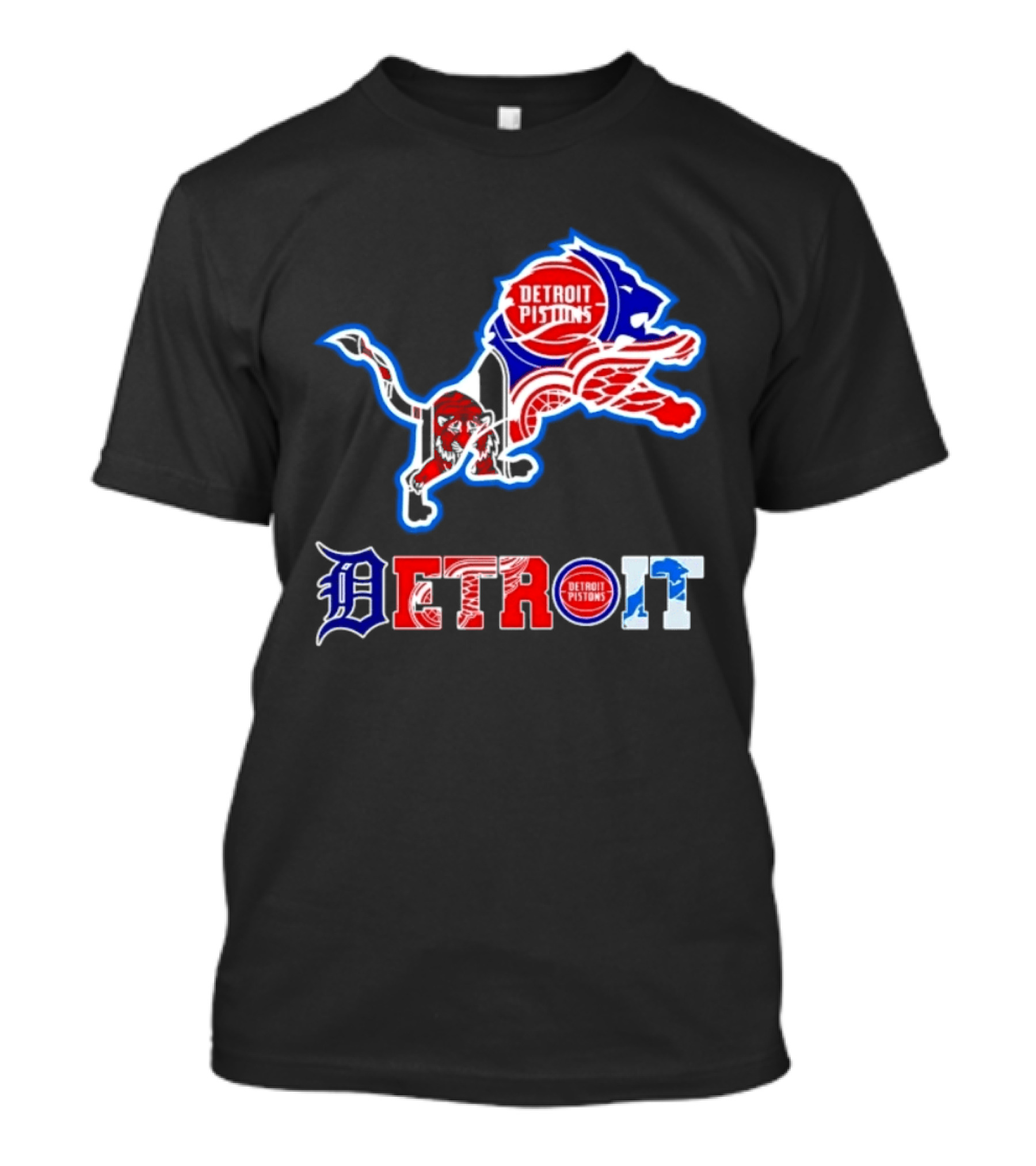 Detroit Lions Pistons Tigers Red Wings Sports Team Mashup T-Shirt