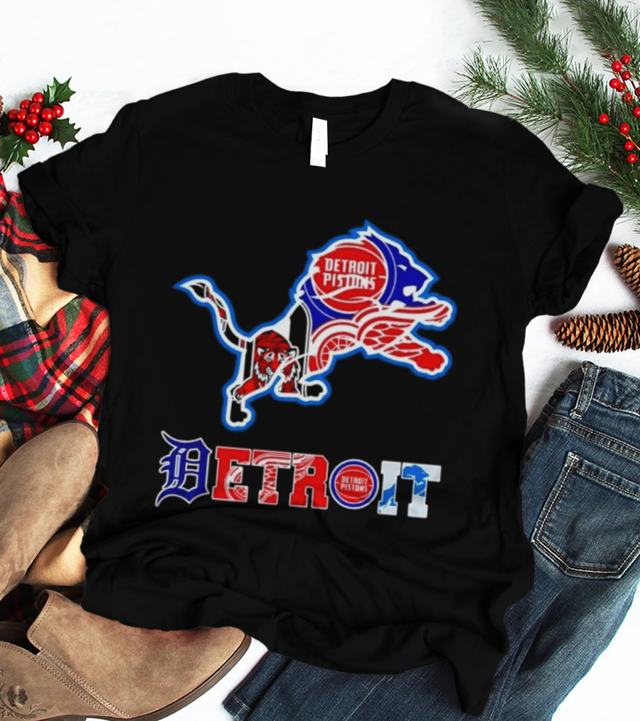 Detroit Lions Pistons Tigers Red Wings Sports Team Mashup T-Shirt
