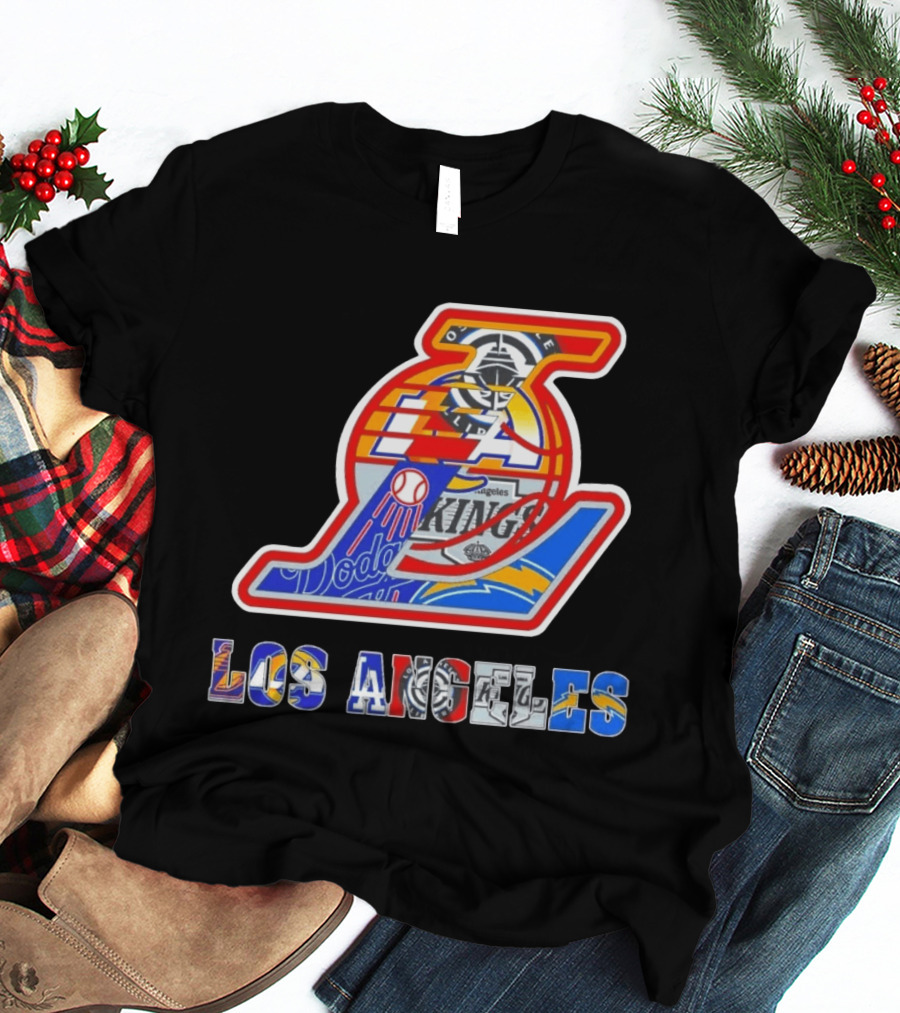 Los Angeles Dodgers Lakers Kings Chargers Sports Team Mashup T-Shirt