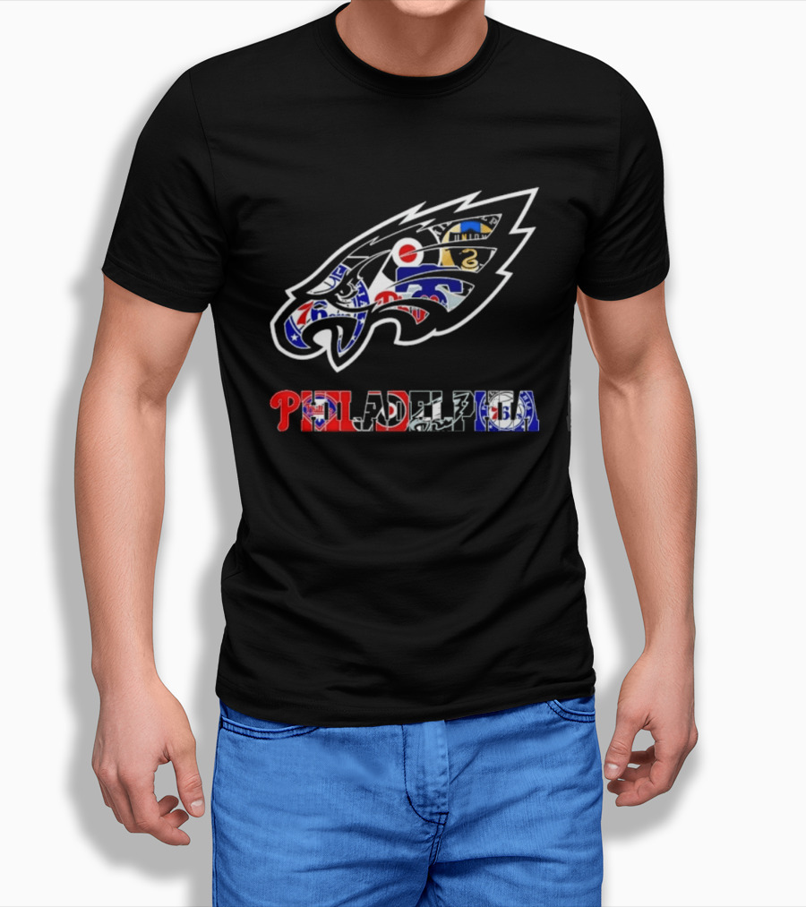 Philadelphia Sports Teams Logos Mashup Eagles Phillies Flyers Sixers Union T-Shirt