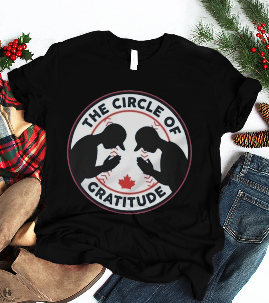 The Circle Of Gratitude Baseball Silhouette Emblem With Maple Leaf T-Shirt
