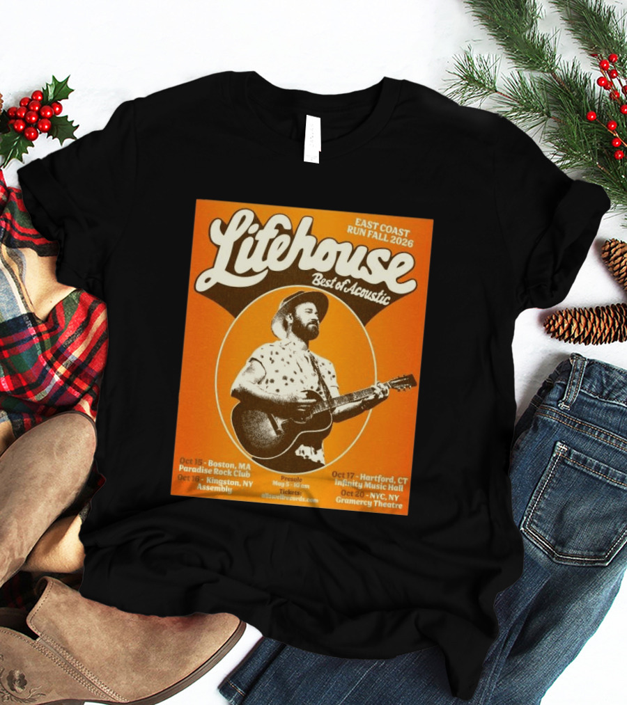 Lifehouse Best Of Acoustic East Coast Run Fall Tour 2026 Boston Hartford Kingston NYC T-Shirt