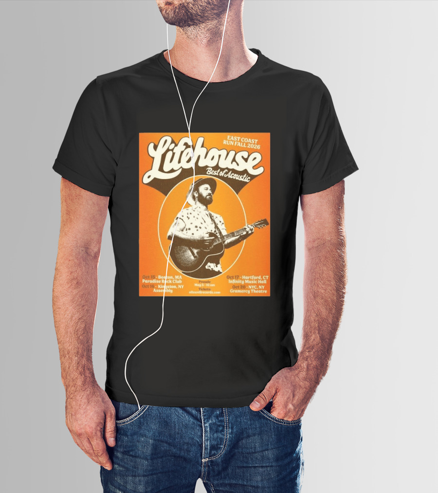 Lifehouse Best Of Acoustic East Coast Run Fall Tour 2026 Boston Hartford Kingston NYC T-Shirt