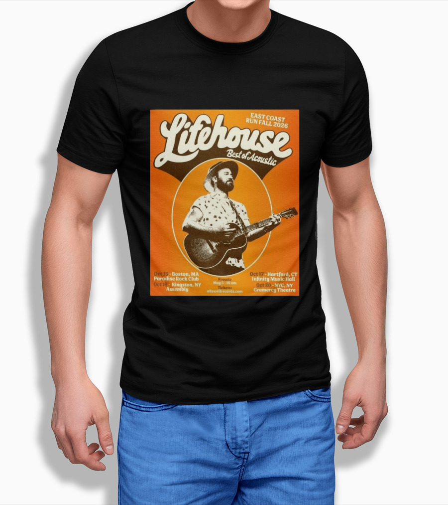Lifehouse Best Of Acoustic East Coast Run Fall Tour 2026 Boston Hartford Kingston NYC T-Shirt