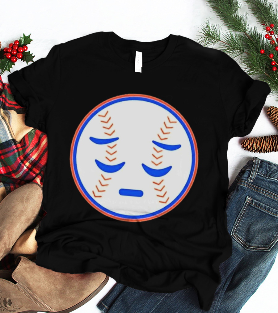 Disappointed Baseball Face New York Mets Emojis T-Shirt