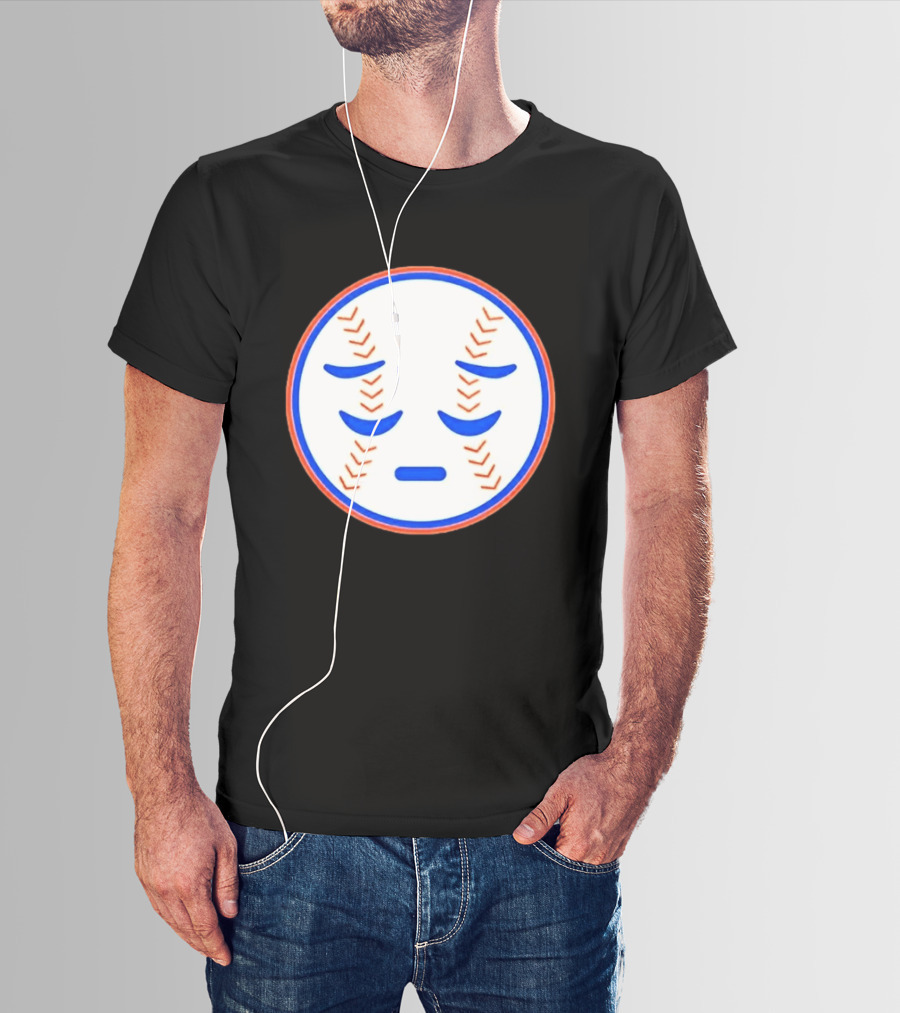 Disappointed Baseball Face New York Mets Emojis T-Shirt