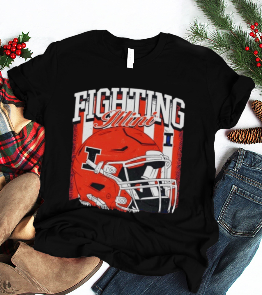 Fighting Illini NCAA Football Illinois Helmet T-Shirt