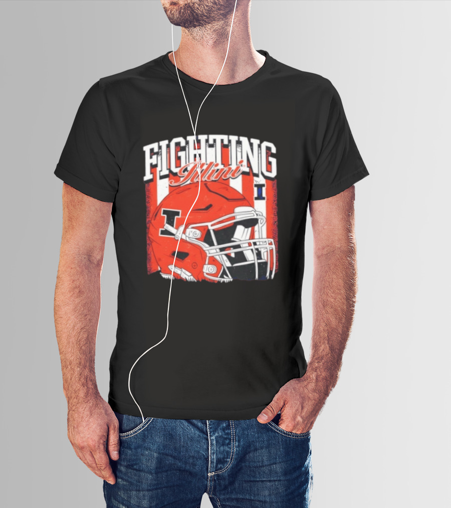 Fighting Illini NCAA Football Illinois Helmet T-Shirt