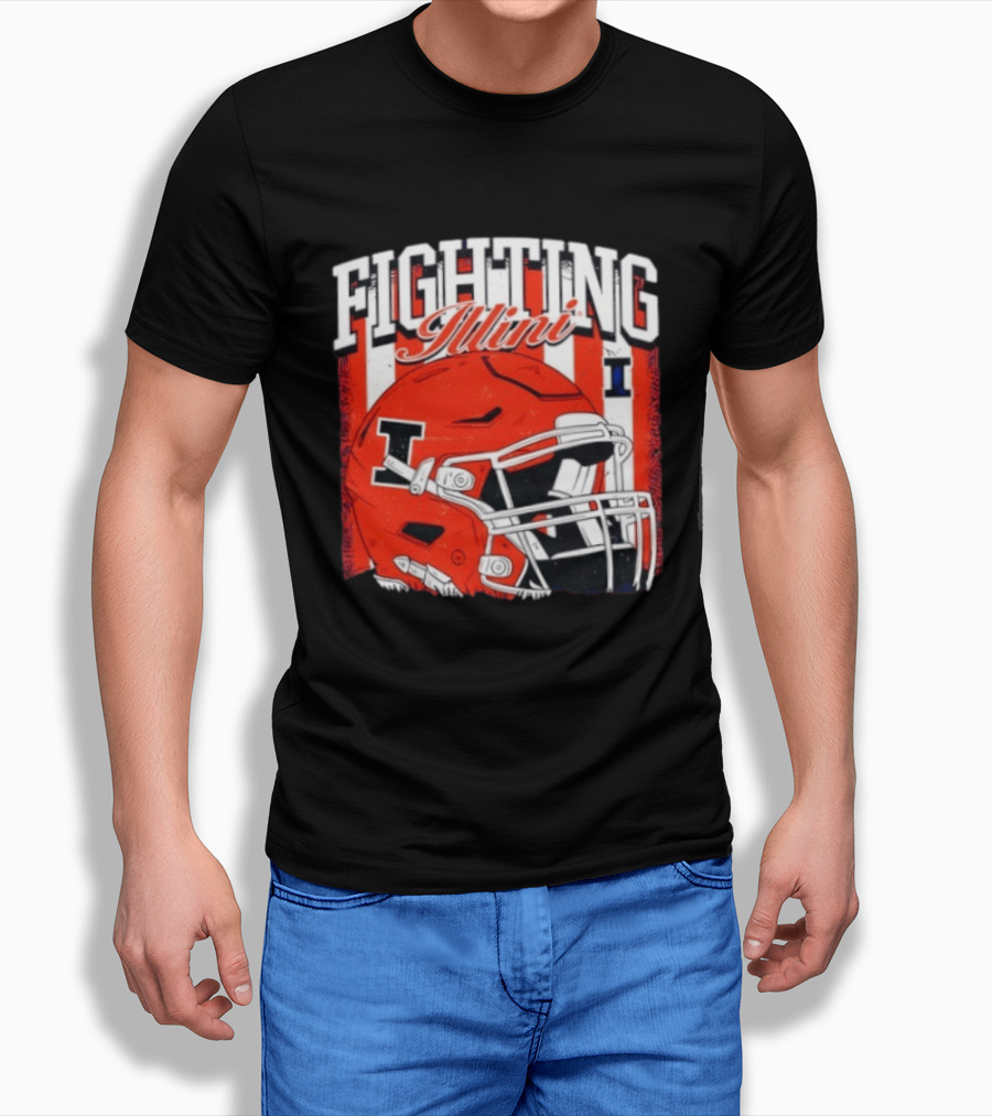 Fighting Illini NCAA Football Illinois Helmet T-Shirt