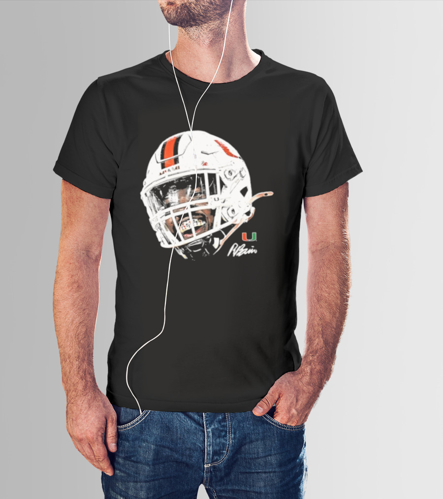 Miami Hurricanes Rueben Bain Jr. Game Face Helmet NCAA Football U T-Shirt