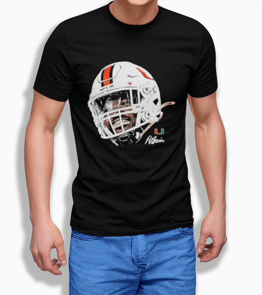 Miami Hurricanes Rueben Bain Jr. Game Face Helmet NCAA Football U T-Shirt