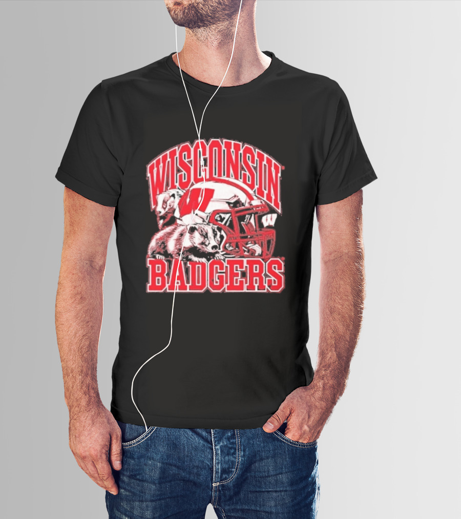Wisconsin Badgers Football Helmet NCAA Team Pride T-Shirt