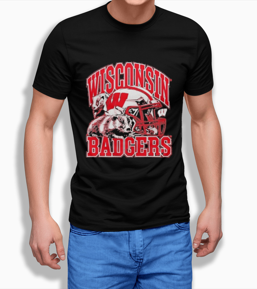 Wisconsin Badgers Football Helmet NCAA Team Pride T-Shirt