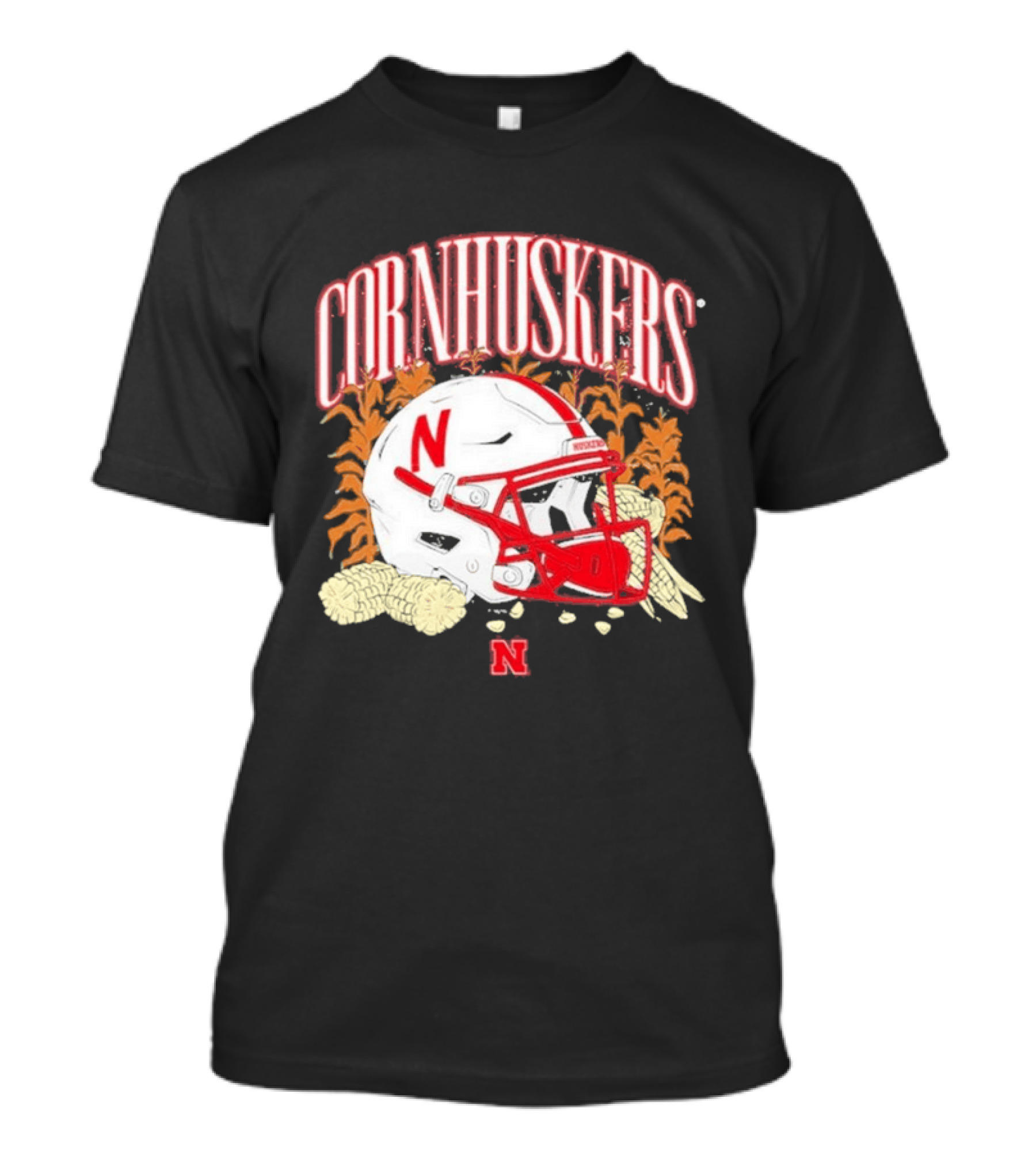Cornhuskers Nebraska Football Helmet Ncaa Corn Stalks Iconic Red Letter N T-Shirt
