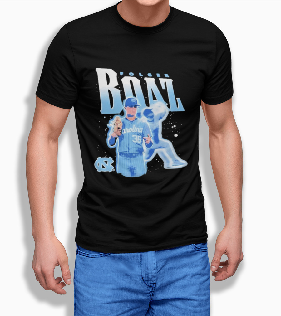 Folger Boaz Carolina Tar Heels Baseball 36 North Carolina Illustrated T-Shirt