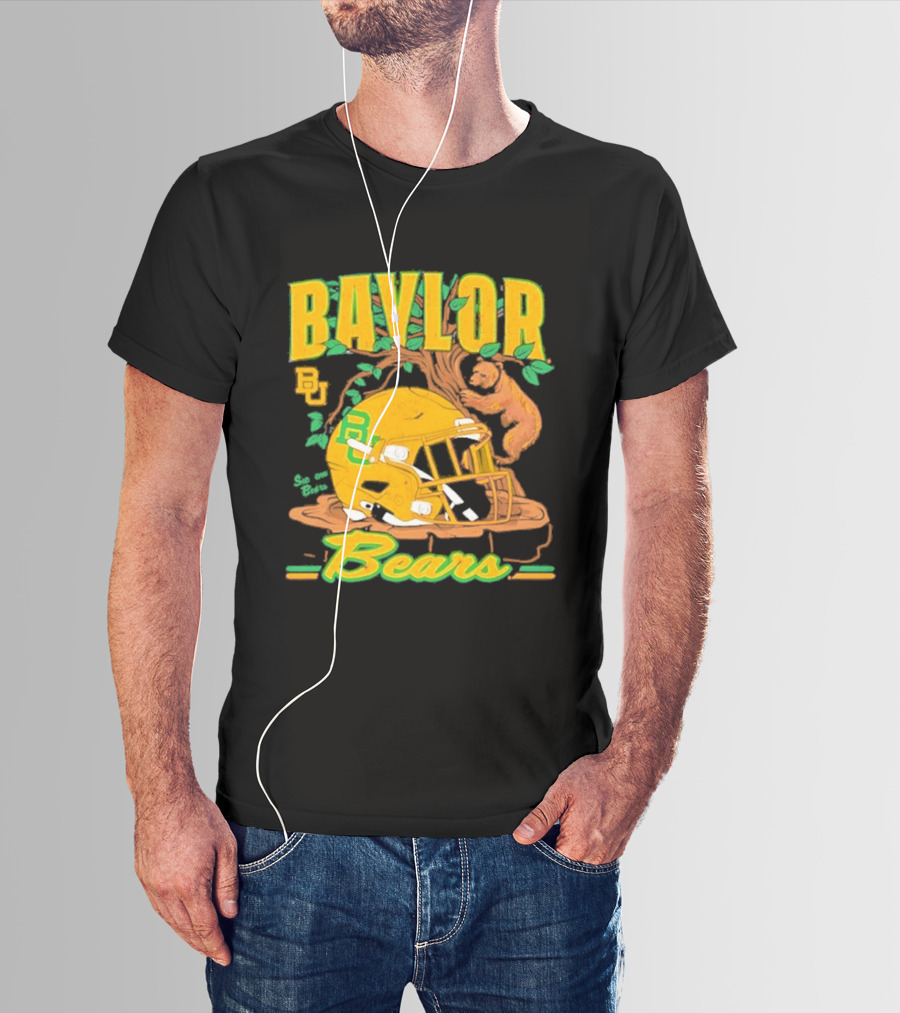 Baylor Bears Football Helmet With Bears And Trees T-Shirt