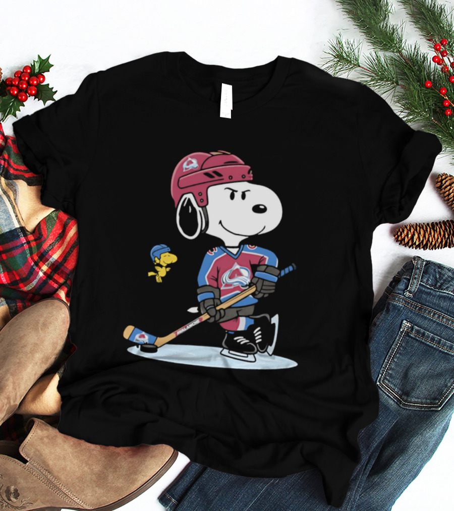 Snoopy Woodstock Colorado Avalanche NHL Hockey Peanuts Collaboration T-Shirt