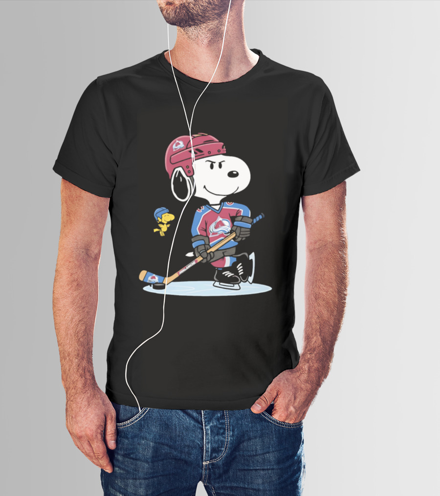 Snoopy Woodstock Colorado Avalanche NHL Hockey Peanuts Collaboration T-Shirt