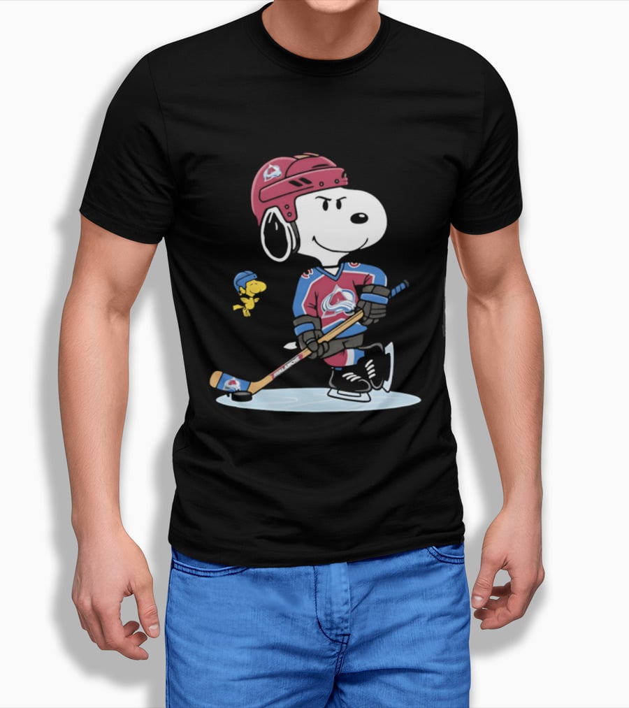 Snoopy Woodstock Colorado Avalanche NHL Hockey Peanuts Collaboration T-Shirt