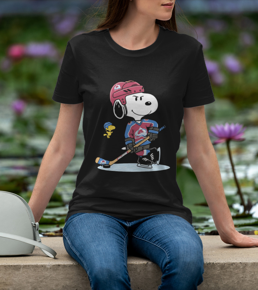 Snoopy Woodstock Colorado Avalanche NHL Hockey Peanuts Collaboration T-Shirt