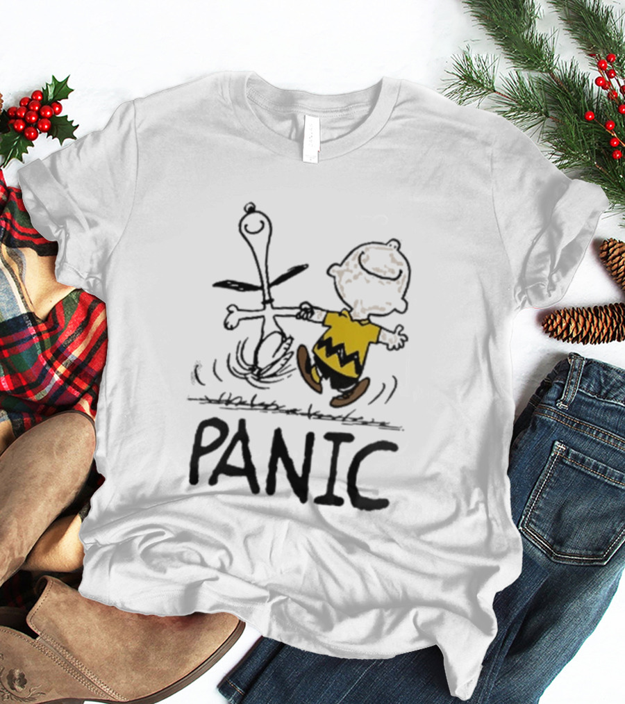 Charlie Brown Snoopy Panic Sometimes A Dog Is As Good As Any Man Peanuts Comic Strip Fun T-Shirt