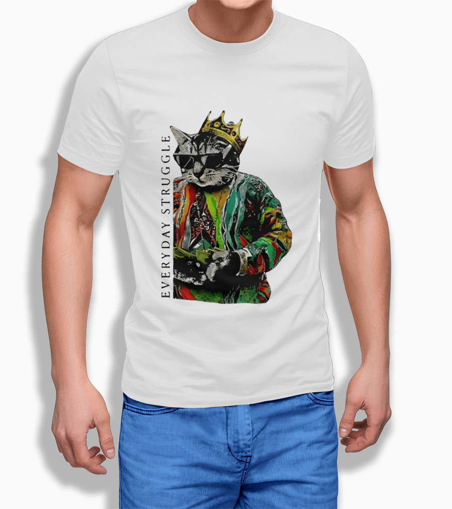 Everyday Struggle Notorious B.I.G Cat Meme Crown Sunglasses T-Shirt
