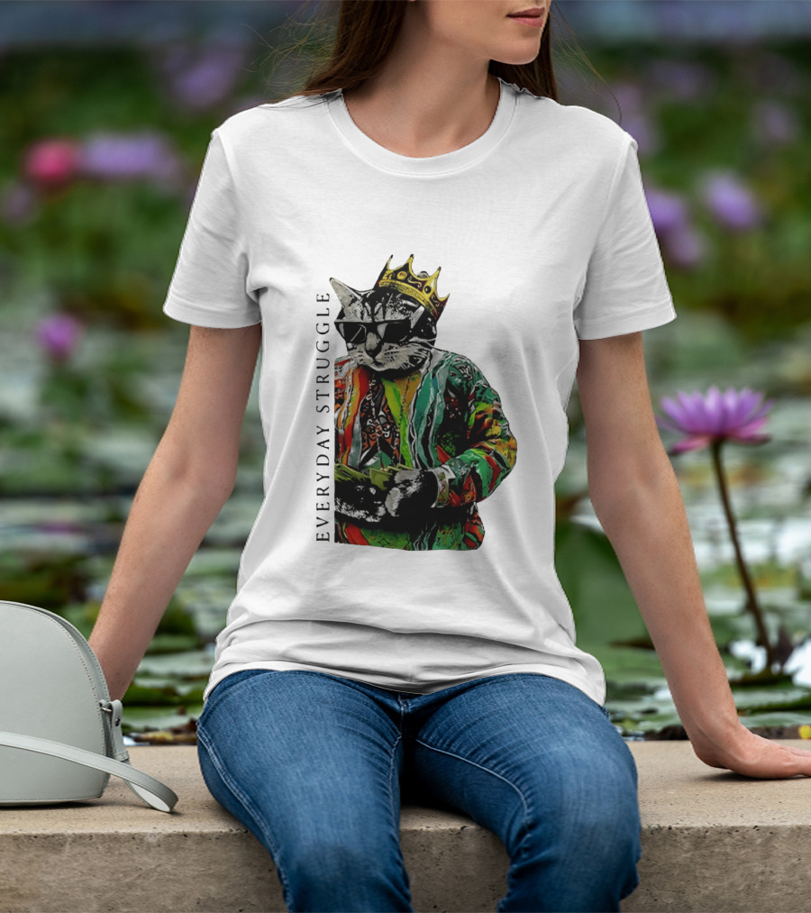 Everyday Struggle Notorious B.I.G Cat Meme Crown Sunglasses T-Shirt