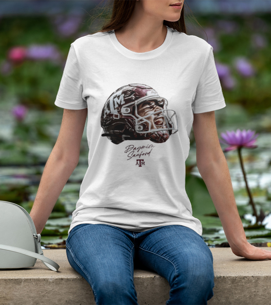 Texas A&M Aggies Football Helmet Game Face Daymion Sanford NCAA T-Shirt
