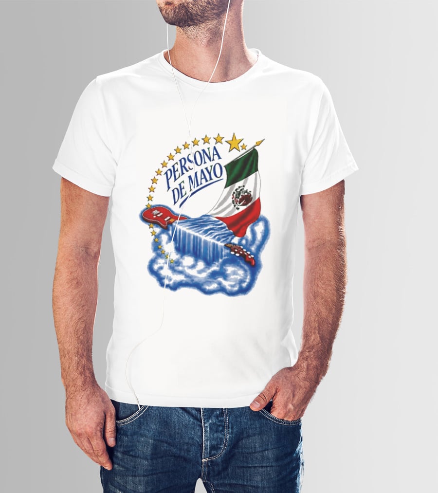 Persona De Mayo Mexican Flag Guitar Star Celebration T-Shirt