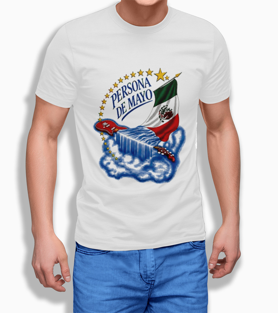 Persona De Mayo Mexican Flag Guitar Star Celebration T-Shirt