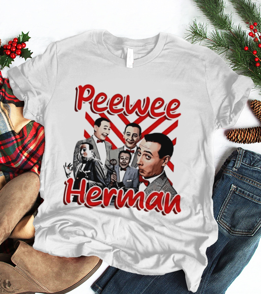 Peewee Herman Iconic Characters Collage Red And Black T-Shirt
