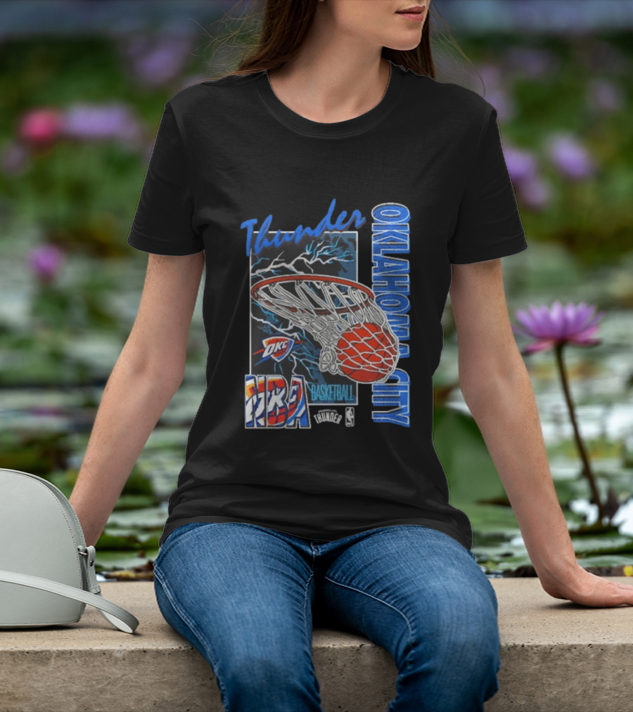 Oklahoma City Thunder NBA Basketball Net Lightning OKC T-Shirt