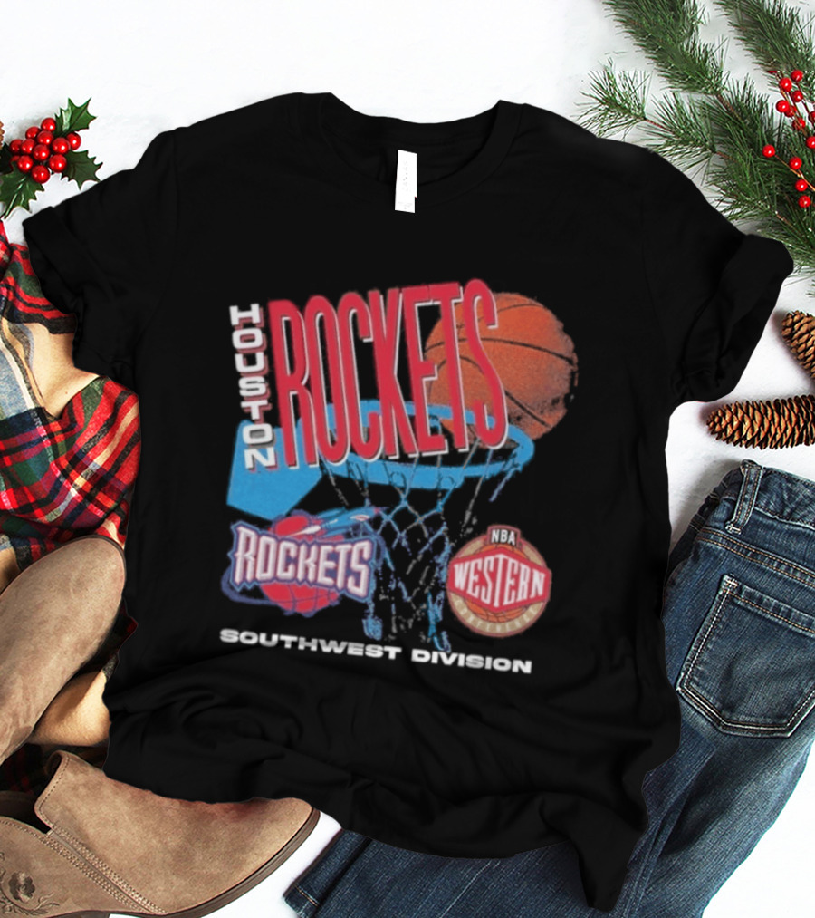 Houston Rockets Southwest Division NBA Western Hardwood Classics 90s Basketball Team T-Shirt