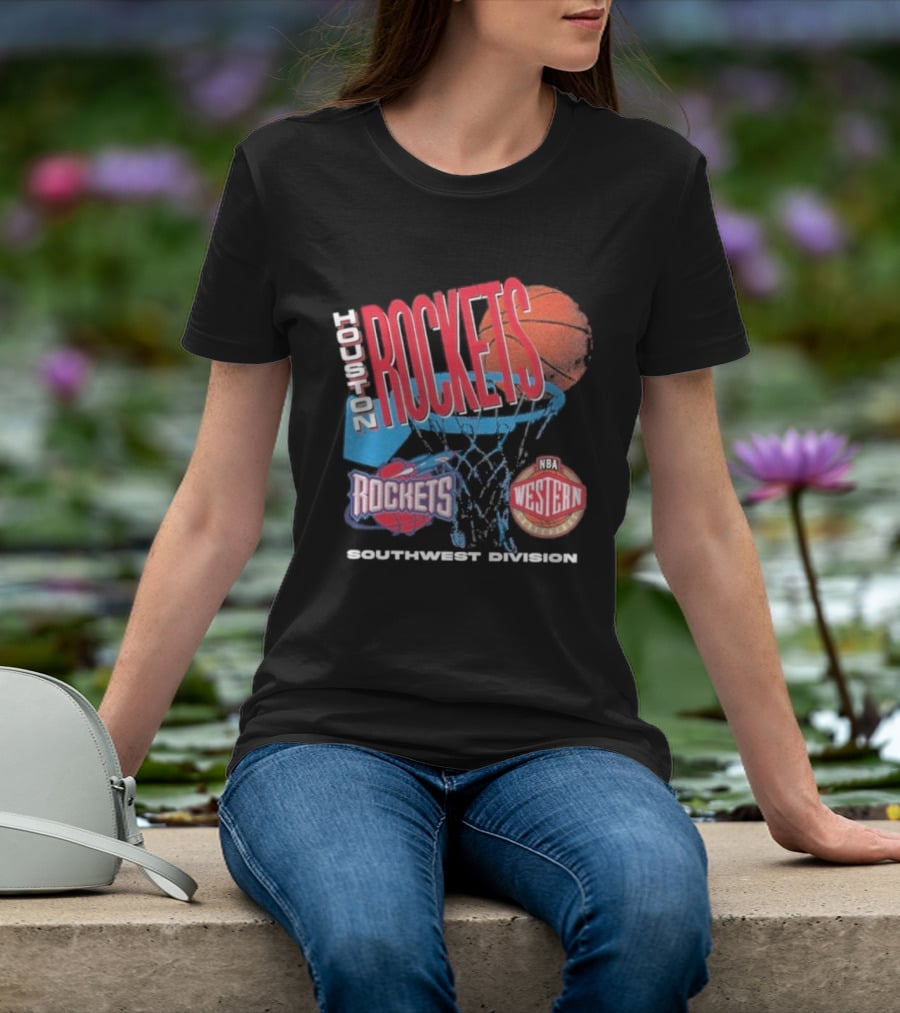 Houston Rockets Southwest Division NBA Western Hardwood Classics 90s Basketball Team T-Shirt