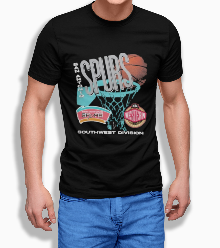 San Antonio Spurs 90s Hardwood Classics Southwest Division Western T-Shirt