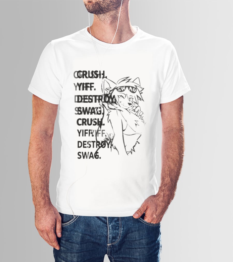 Crush Yiff Destroy Swag Fox Character Sunglasses T-Shirt