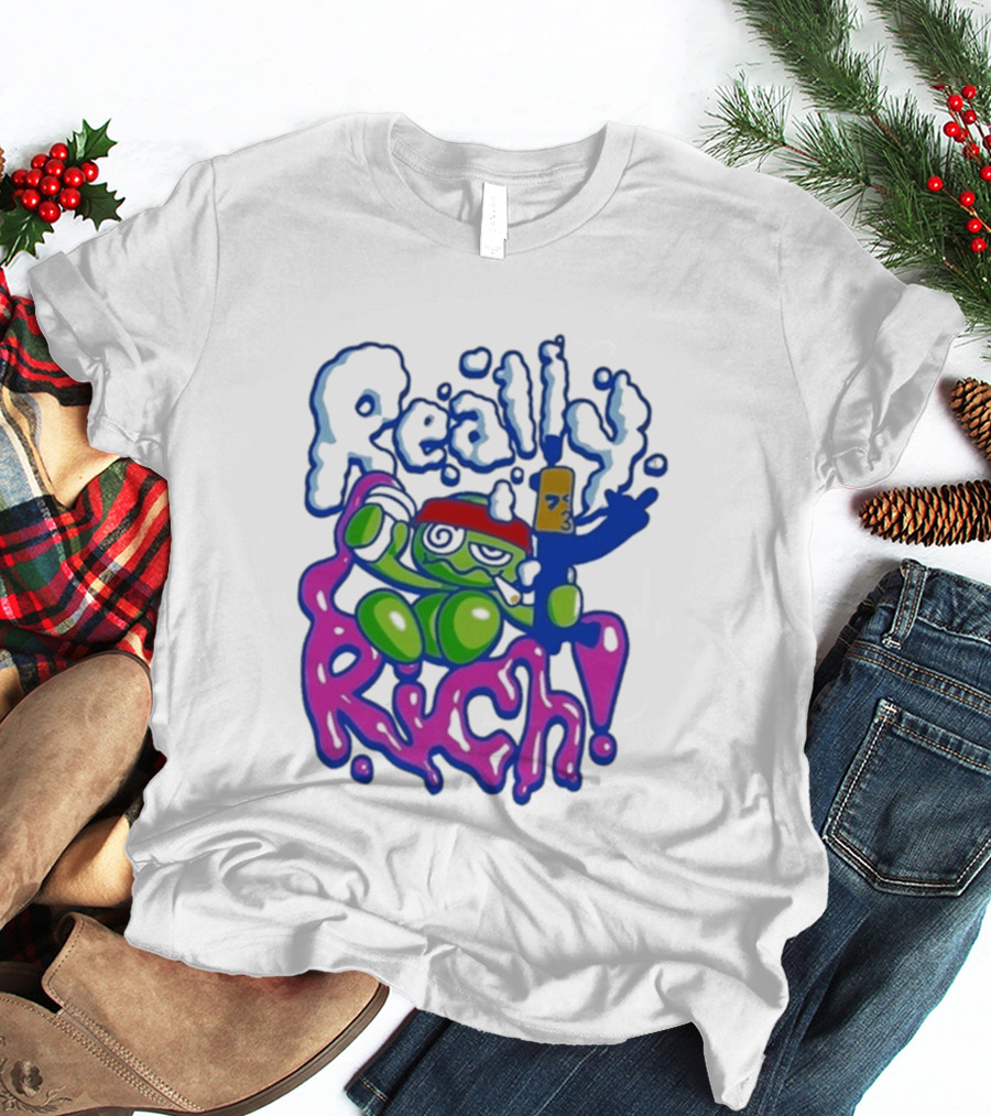 Really Rich Frog With Red Headband And Bottle T-Shirt