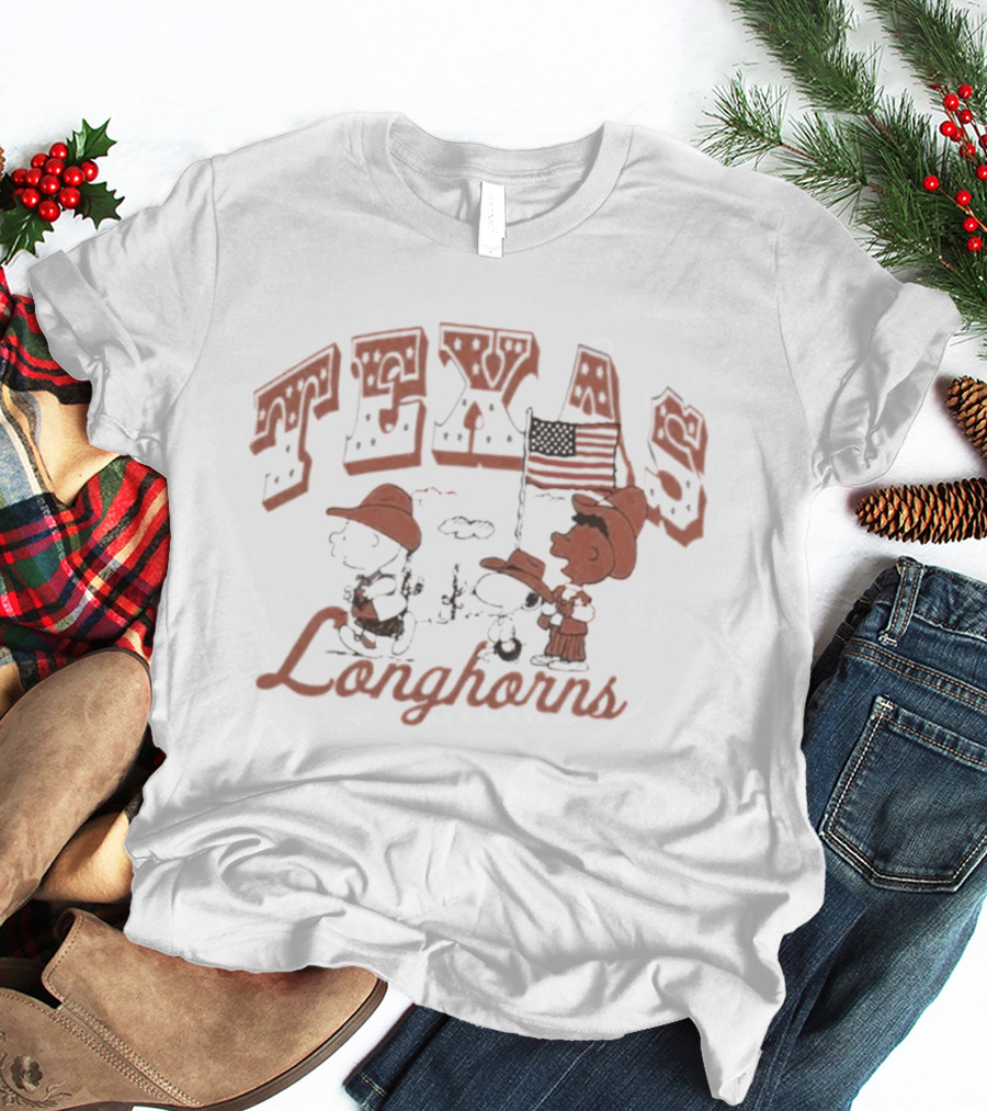 Peanuts Texas Longhorns Charlie Brown Snoopy Baseball Tex Mex T-Shirt