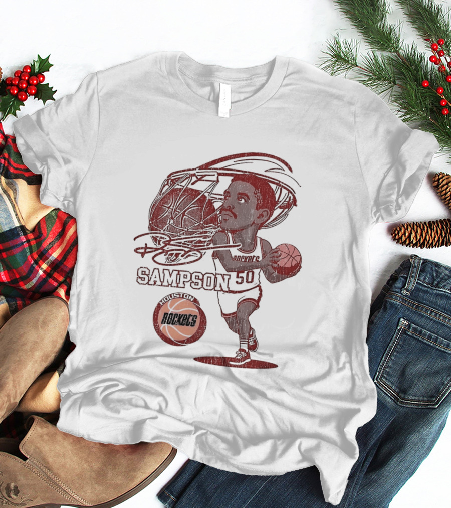 Ralph Sampson Houston Rockets NBA Caricature Basketball Player T-Shirt