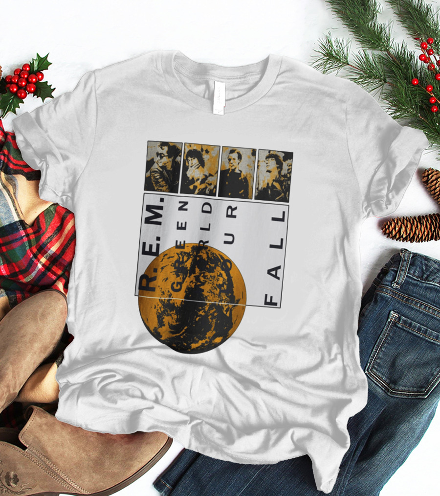 R.E.M. 1989 Green World Tour Fall Vintage Planet Band Photography T-Shirt