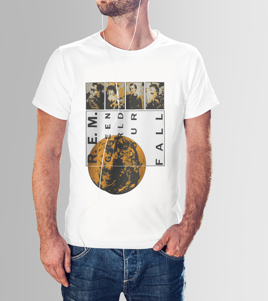R.E.M. 1989 Green World Tour Fall Vintage Planet Band Photography T-Shirt